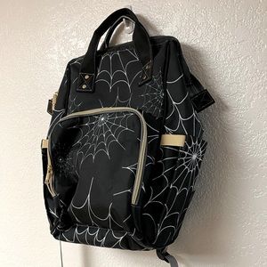 SOLD❌Black Spiderweb Backpack with Gold Accents - Women's Backpack